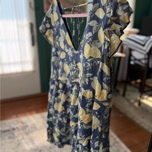 Abercrombie & Fitch Navy and Yellow Floral Mini Dress